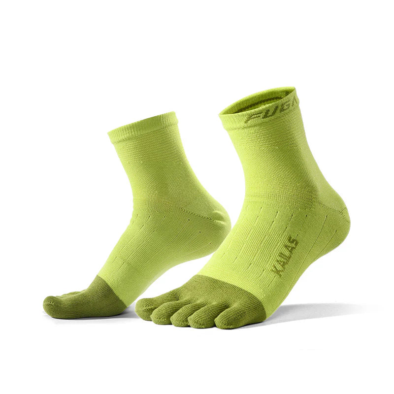 Kailas FUGA Low-Cut 5-Finger Trail Running Socks Unisex-Color-Vibrant Green/Pine Green
