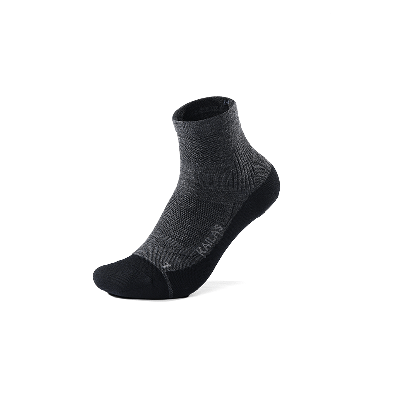 Kailas FUGA Merino Wool Low-Cut Trail Running Socks Unisex-Color-Ink Black