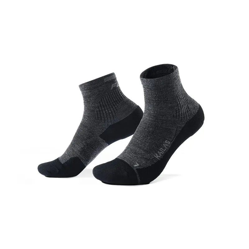 Kailas FUGA Merino Wool Low-Cut Trail Running Socks Unisex-Color-Ink Black