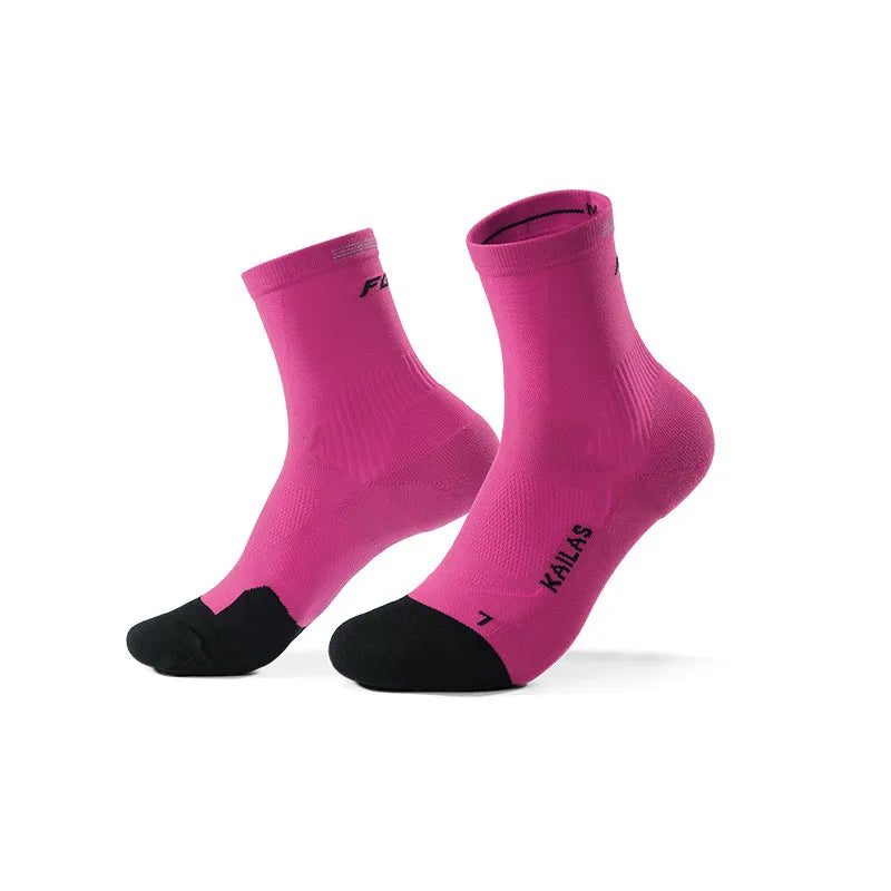 Kailas FUGA Mid-Cut Trail Running Socks Unisex-Color-Electric Pink