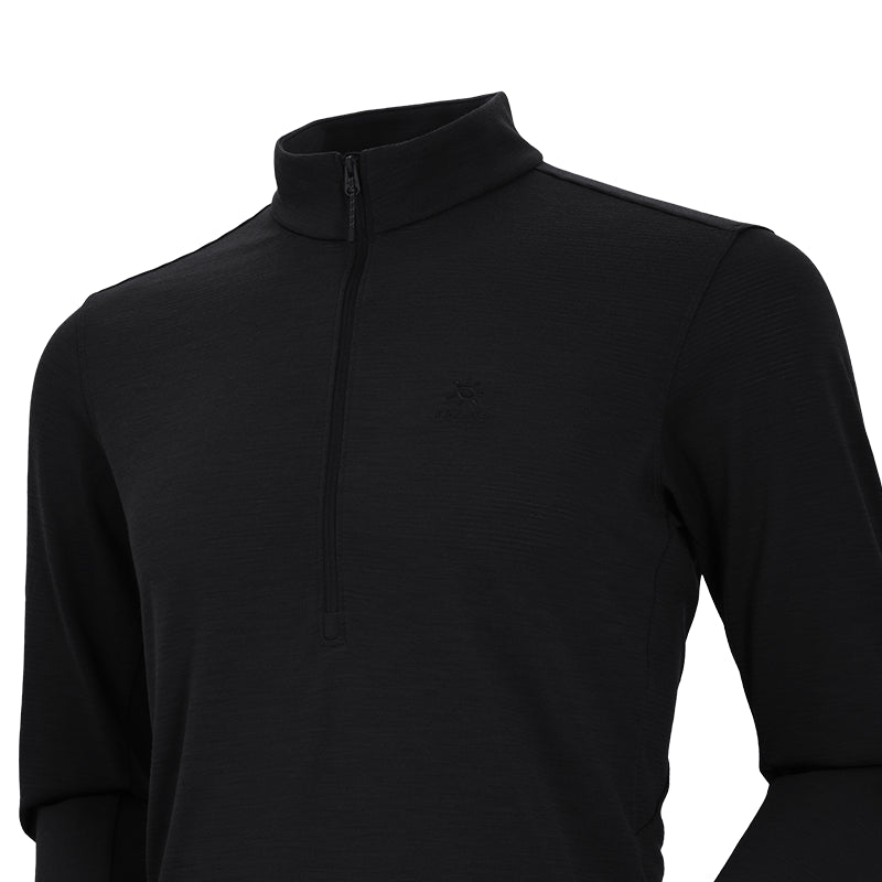 Kailas Stand Collar Wool Long Sleeve Functional T-shirt Men’s-Color-Black