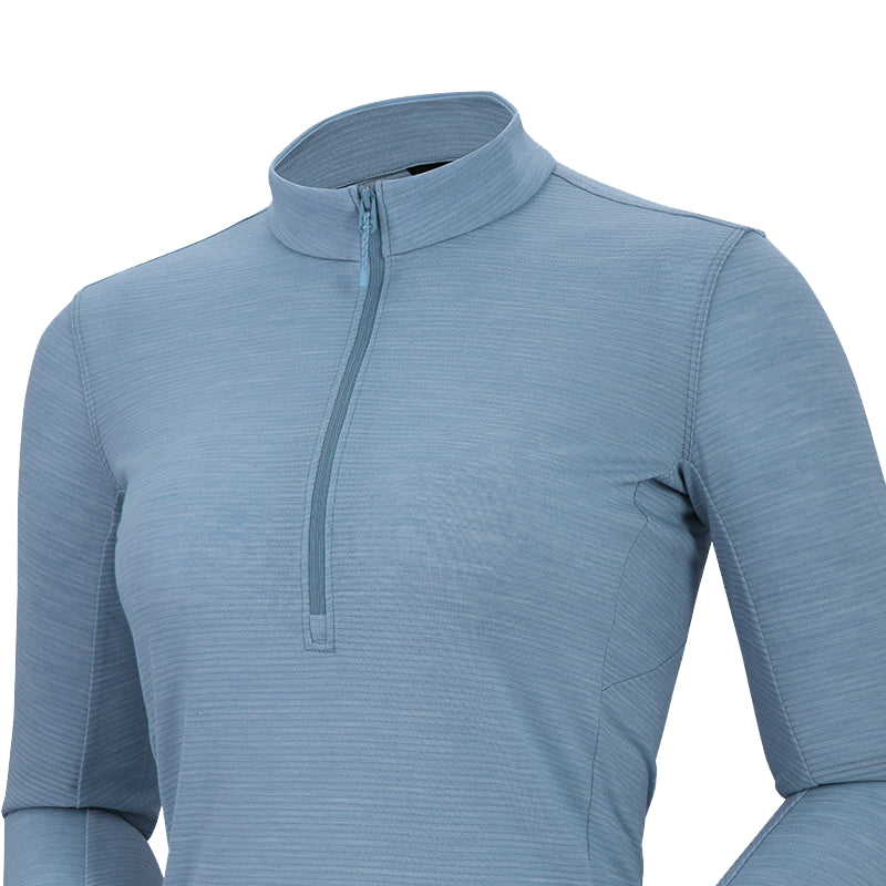 Kailas Stand Collar Wool Long Sleeve T-shirt Women’s-Color-Blue