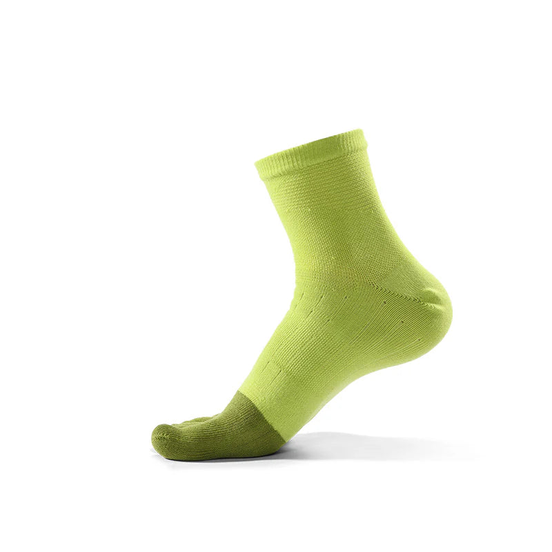 Kailas FUGA Low-Cut 5-Finger Trail Running Socks Unisex-Color-Vibrant Green/Pine Green