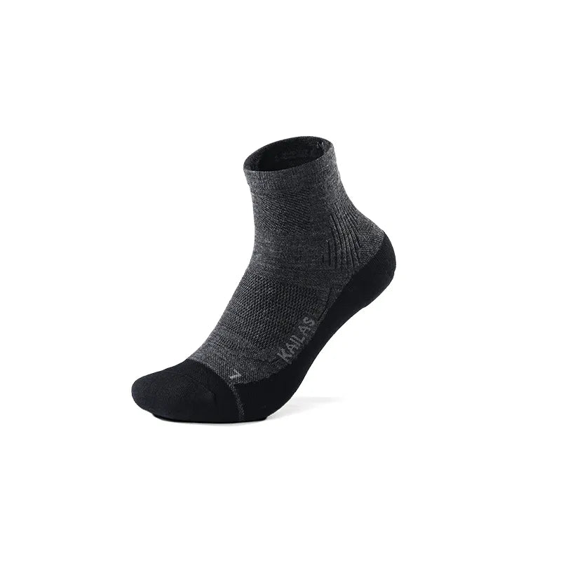 Kailas FUGA Merino Wool Low-Cut Trail Running Socks Unisex-Color-Ink Black