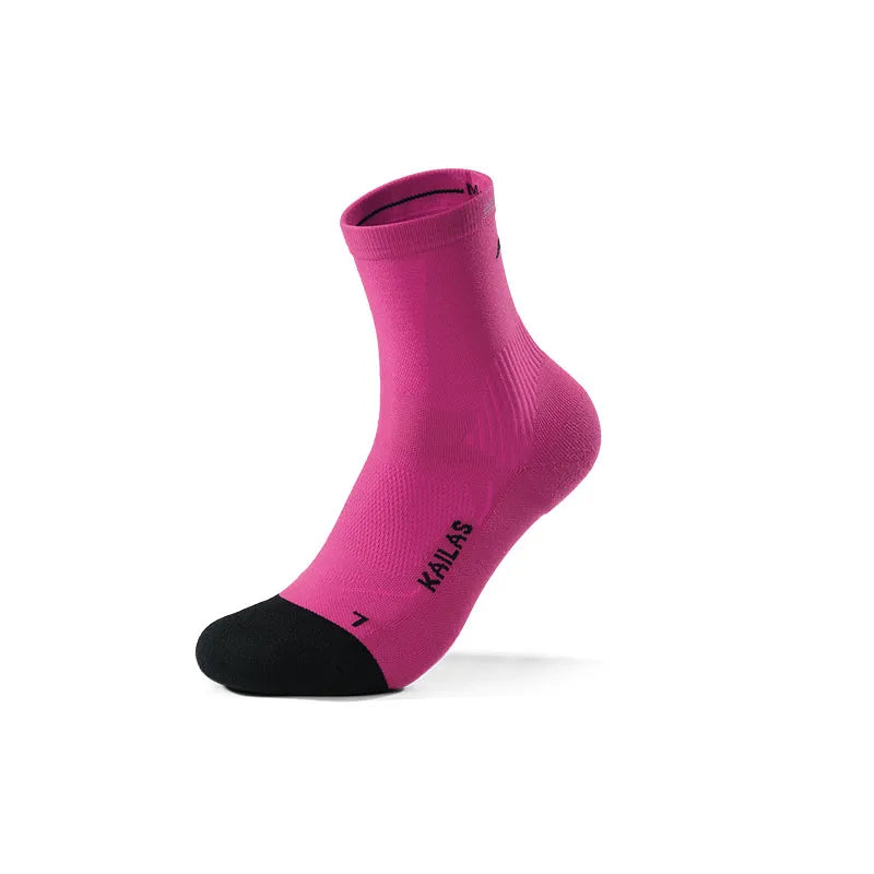 Kailas FUGA Mid-Cut Trail Running Socks Unisex-Color-Electric Pink