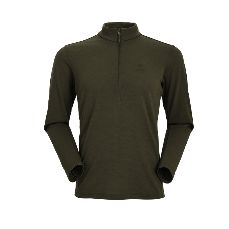 Kailas Stand Collar Wool Long Sleeve Functional T-shirt Men’s-Color-Green