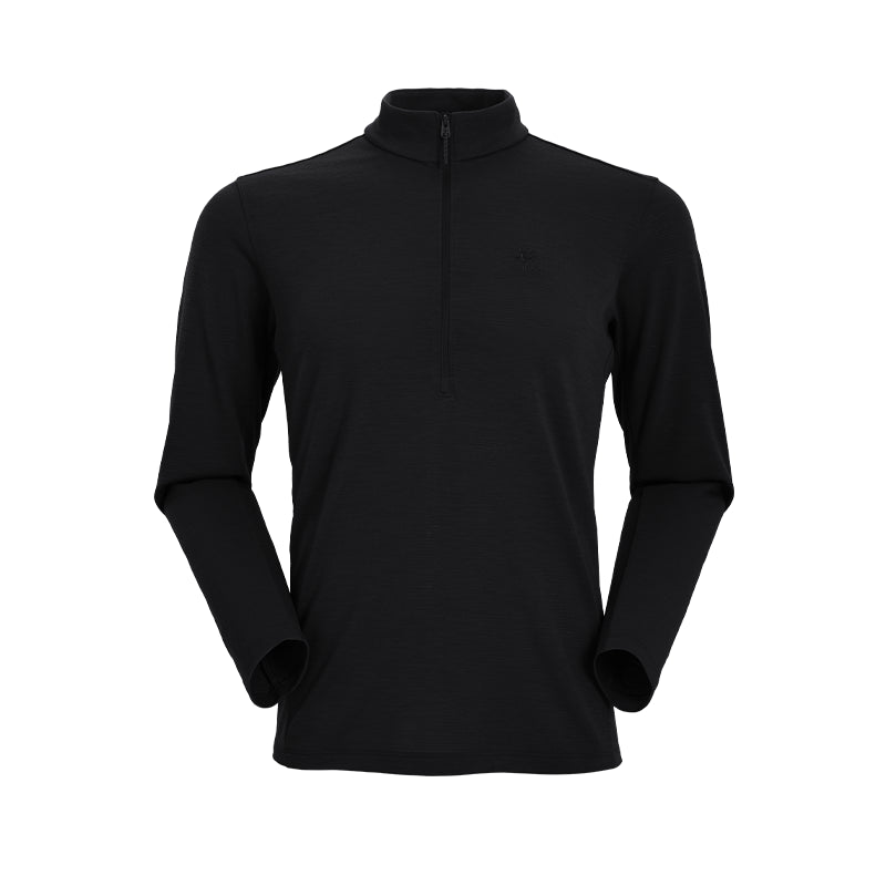 Kailas Stand Collar Wool Long Sleeve Functional T-shirt Men’s-Color-Black