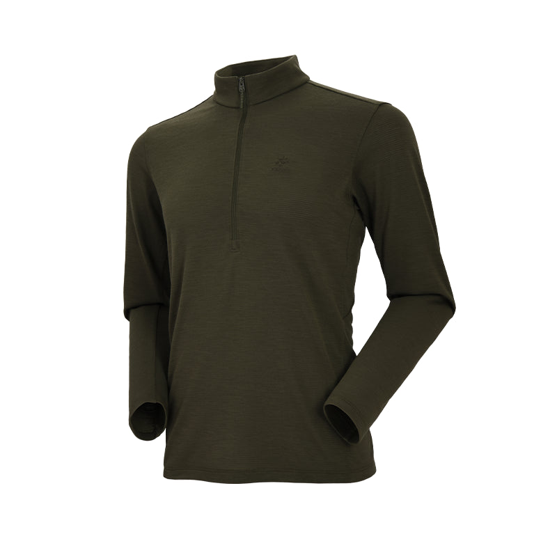 Kailas Stand Collar Wool Long Sleeve Functional T-shirt Men’s-Color-Green