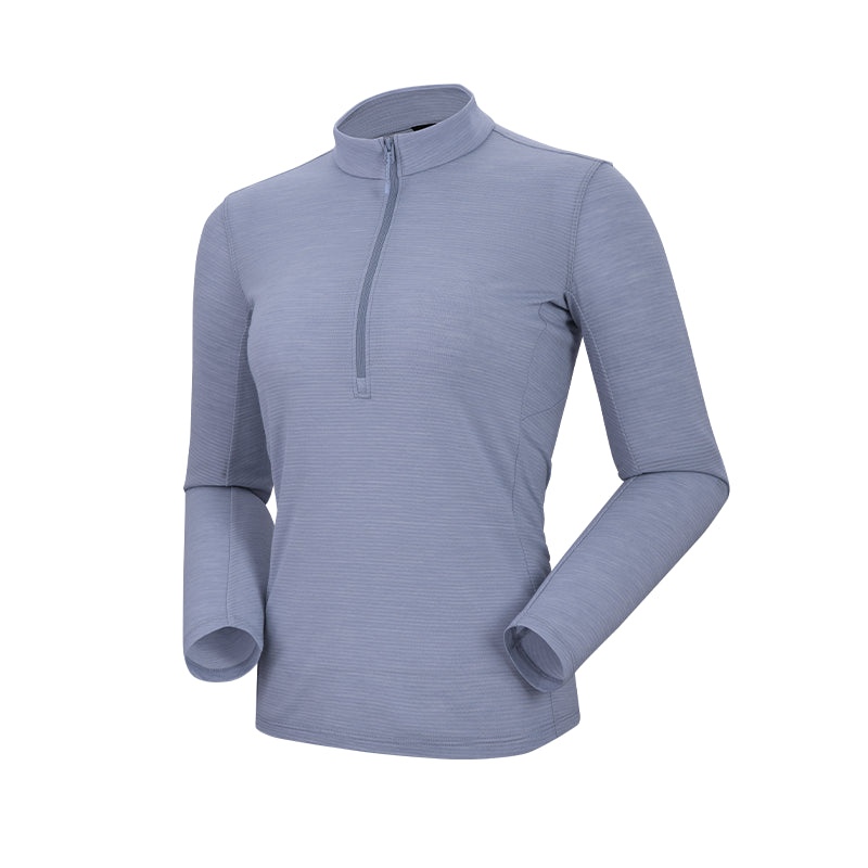 Kailas Stand Collar Wool Long Sleeve T-shirt Women’s-Color-Light Steel Blue