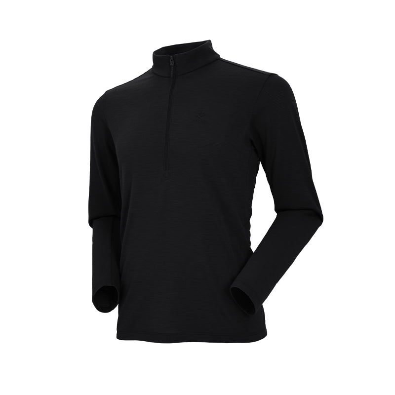 Kailas Stand Collar Wool Long Sleeve Functional T-shirt Men’s-Color-Black
